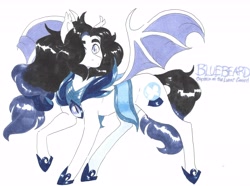 Size: 6370x4732 | Tagged: safe, artist:frozensoulpony, imported from derpibooru, oc, oc only, oc:bluebeard, bat pony, pony, absurd resolution, armor, male, solo, stallion, traditional art