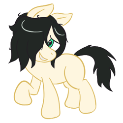 Size: 350x350 | Tagged: safe, artist:scraggleman, imported from derpibooru, oc, oc only, oc:floor bored, earth pony, pony, /mlp/, 4chan, female, hair over one eye, mare, smiling, solo