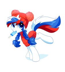 Size: 1200x1327 | Tagged: safe, artist:tomatocoup, imported from derpibooru, oc, oc only, oc:marussia, earth pony, pony, are, clothes, food, ice cream, mouth hold, nation ponies, popsicle, russia, simple background, solo, sweater, transparent background