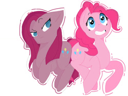 Size: 1024x768 | Tagged: safe, artist:jinx1o, imported from derpibooru, pinkie pie, pony, duality, pinkamena diane pie, simple background, white background