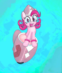 Size: 1126x1317 | Tagged: safe, artist:heartlyrosalie, imported from derpibooru, pinkie pie, pony, crossover, female, happy, pokémon, solo, tapu lele