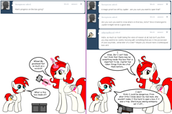 Size: 1204x800 | Tagged: safe, artist:dekomaru, imported from derpibooru, oc, oc only, oc:astra, oc:mars, alicorn, pony, tumblr:ask twixie, ask, box, colt, female, hammer, magic, male, mare, tumblr