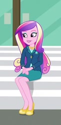 Size: 312x634 | Tagged: safe, imported from derpibooru, screencap, princess cadance, equestria girls, friendship games, clothes, cropped, dean cadance, female, high heels, makeup, shoes, skirt, smiling, solo