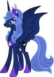 Size: 1108x1563 | Tagged: safe, artist:starryoak, imported from derpibooru, princess luna, alicorn, pony, miracleverse, alternate hairstyle, alternate universe, base used, female, mare, simple background, smiling, solo, transparent background