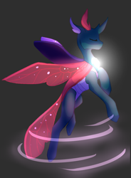 Size: 2353x3200 | Tagged: safe, artist:hazardous-jackdawze, imported from derpibooru, pharynx, changedling, changeling, to change a changeling, flying, glow, glowing, male, prince pharynx, solo