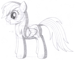 Size: 1714x1383 | Tagged: safe, artist:aafh, imported from derpibooru, rainbow dash, pegasus, pony, female, monochrome, solo, traditional art