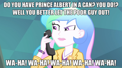 Size: 1280x720 | Tagged: safe, edit, edited screencap, imported from derpibooru, screencap, princess celestia, eqg summertime shorts, equestria girls, subs rock, celestia calls, exploitable meme, it, meme, pennywise, prank call, principal celestia, stephen king, tim curry