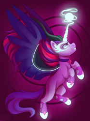 Size: 2048x2732 | Tagged: safe, artist:sacredroses-art, imported from derpibooru, sci-twi, twilight sparkle, alicorn, pony, equestria girls, equestria girls ponified, evil grin, female, grin, mare, midnight sparkle, ponified, smiling, solo