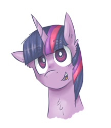 Size: 680x784 | Tagged: safe, artist:mad-maker-cat, imported from derpibooru, twilight sparkle, pony, bust, female, happy, portrait, simple background, solo, white background