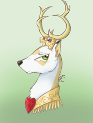 Size: 768x1024 | Tagged: safe, artist:mad-maker-cat, idw, imported from derpibooru, king aspen, deer, bust, male, portrait, solo