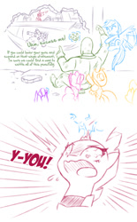 Size: 625x1010 | Tagged: safe, artist:raridashdoodles, imported from derpibooru, applejack, pinkie pie, rainbow dash, rarity, tempest shadow, oc, oc:anon, comic:anon the movie, comic:anon the movie 2017, my little pony: the movie, /mlp/, 4chan, airship, comic, negotiating, shocked, shocked expression, simple background, white background