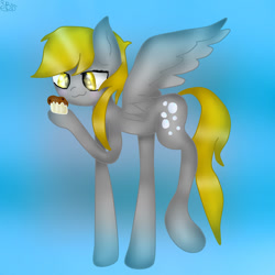 Size: 1024x1024 | Tagged: safe, artist:sweetblaze, imported from derpibooru, derpy hooves, pegasus, pony, female, food, mare, muffin, solo