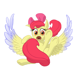 Size: 1600x1600 | Tagged: safe, alternate version, artist:nebulastar985, imported from derpibooru, apple bloom, pegasus, pony, falling, fanfic, fanfic art, fanfic cover, female, magic, magic circle, race swap, simple background, solo, transparent background