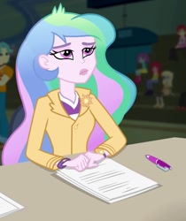 Size: 601x714 | Tagged: safe, imported from derpibooru, screencap, princess celestia, equestria girls, rainbow rocks, celestia is not amused, cropped, makeup, principal celestia, unamused