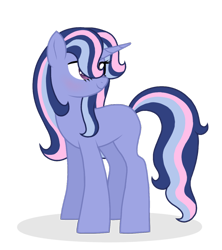 Size: 1024x1153 | Tagged: safe, artist:unoriginai, imported from derpibooru, oc, oc only, pony, unicorn, blank flank, female, magical lesbian spawn, mare, offspring, parent:trixie, parent:twilight sparkle, parents:twixie, simple background, solo, transparent background