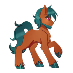 Size: 3000x3000 | Tagged: safe, artist:kurochhi, imported from derpibooru, oc, oc only, oc:red palette, earth pony, pony, blank flank, male, raised hoof, simple background, smiling, solo, stallion, transparent background