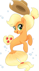 Size: 614x1109 | Tagged: safe, imported from derpibooru, applejack, seapony (g4), my little pony: the movie, female, mare, seaponified, seapony applejack, simple background, solo, species swap, transparent background
