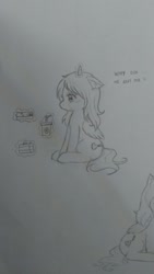Size: 720x1280 | Tagged: safe, artist:sweetmare, imported from derpibooru, oc, oc only, oc:paper heart, alicorn, alicorn oc, alternate universe, anime eyes, blushing, cake, cute, cutie mark, depressed, drawing, drink, food, long mane, magic, sad, simple background, solo, traditional art