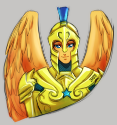 Size: 1124x1204 | Tagged: safe, artist:mjdalleria, imported from derpibooru, flash sentry, equestria girls, armor, male, royal guard, solo, winged humanization, wings