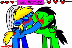 Size: 2048x1358 | Tagged: safe, artist:mlpheartcake, deleted from derpibooru, imported from derpibooru, oc, oc only, oc:heart cake, oc:mars angel, pony, female, kissing, male, oc x oc, shipping, straight