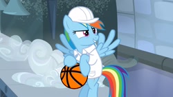 Size: 1920x1080 | Tagged: safe, edit, edited screencap, imported from derpibooru, screencap, rainbow dash, pony, tanks for the memories, basketball, female, solo, sports
