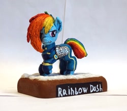 Size: 642x559 | Tagged: safe, artist:ubrosis, imported from derpibooru, rainbow dash, pony, alternate timeline, amputee, apocalypse dash, augmented, crystal war timeline, female, prosthetic limb, prosthetic wing, prosthetics, sculpture, solo, traditional art