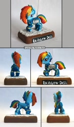 Size: 984x1675 | Tagged: safe, artist:ubrosis, imported from derpibooru, rainbow dash, pony, alternate timeline, amputee, apocalypse dash, augmented, crystal war timeline, prosthetic limb, prosthetic wing, prosthetics, sculpture, traditional art