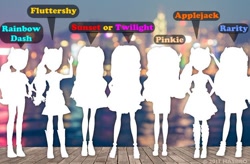 Size: 750x491 | Tagged: safe, edit, imported from derpibooru, applejack, fluttershy, pinkie pie, rainbow dash, rarity, sci-twi, sunset shimmer, twilight sparkle, equestria girls, equestria girls series, doll, female, humane five, humane seven, humane six, irl, mane six, merchandise, photo, toy