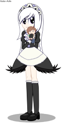 Size: 3701x7257 | Tagged: safe, artist:asika-aida, imported from derpibooru, oc, oc only, oc:meridia araignee, equestria girls, clothes, commission, equestria girls-ified, female, looking at you, maid, plushie, simple background, smiling, transparent background