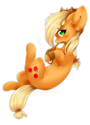 Size: 662x914 | Tagged: safe, artist:twinkepaint, imported from derpibooru, applejack, earth pony, pony, bondage, female, looking at you, mare, question mark, rope, simple background, solo, transparent background