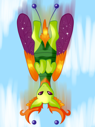 Size: 6000x8000 | Tagged: safe, artist:cynthiaevans, imported from derpibooru, oc, oc only, changedling, changeling, absurd resolution, falling, not thorax, solo, upside down