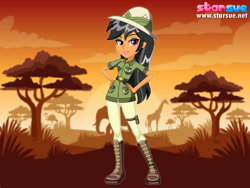 Size: 800x600 | Tagged: safe, artist:user15432, imported from derpibooru, chestnut magnifico, daring do, equestria girls, movie magic, spoiler:eqg specials, clothes, dressup, explorer outfit, hasbro, hasbro studios, hat, solo, starsue