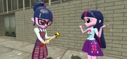 Size: 1280x600 | Tagged: safe, artist:n3onh100, imported from derpibooru, sci-twi, twilight sparkle, equestria girls, friendship games, 3d, gmod, scepter, shrug, staff, twilight scepter, twolight