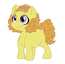 Size: 2804x2753 | Tagged: safe, artist:marukouhai, imported from derpibooru, oc, oc only, oc:ginger gold, earth pony, pony, female, filly, high res, offspring, parent:apple bloom, parent:rumble, parents:rumbloom, simple background, solo, white background