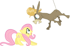 Size: 2212x1429 | Tagged: safe, artist:samueljcollins1990, imported from derpibooru, cranky doodle donkey, fluttershy, angry, shocked, simple background, white background, yelling