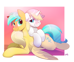 Size: 3769x3198 | Tagged: safe, artist:b-epon, imported from derpibooru, oc, oc only, oc:zener sparks, duo, female, looking at each other, male, oc x oc, shipping, snuggling, straight, tail wrap