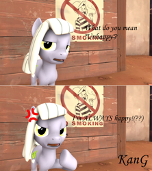 Size: 1920x2164 | Tagged: safe, artist:kmg0047, imported from derpibooru, limestone pie, pony, 3d, ask, blatant lies, cross-popping veins, female, solo, tumblr