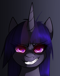 Size: 4407x5530 | Tagged: safe, artist:duop-qoub, imported from derpibooru, twilight sparkle, descended twilight, absurd resolution, glowing eyes, grin, smiling