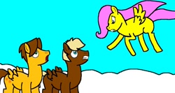 Size: 1214x648 | Tagged: safe, artist:samueljcollins1990, imported from derpibooru, dumbbell, fluttershy, hoops, female, filly, filly fluttershy, payback, younger