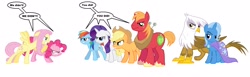 Size: 2684x832 | Tagged: safe, artist:samueljcollins1990, imported from derpibooru, applejack, big macintosh, fluttershy, gilda, pinkie pie, rainbow dash, rarity, trixie, griffon, angry, argument