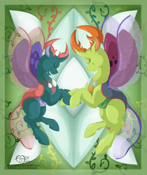 Size: 1352x1613 | Tagged: safe, artist:missydakota, imported from derpibooru, pharynx, thorax, changedling, changeling, to change a changeling, brothers, changedling brothers, eyes closed, king thorax, male, prince pharynx