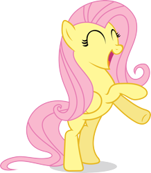 Size: 3182x3656 | Tagged: safe, artist:hornflakes, imported from derpibooru, fluttershy, pegasus, pony, putting your hoof down, cute, eyes closed, female, happy, high res, mare, new fluttershy, open mouth, rearing, shyabetes, simple background, smiling, solo, transparent background, vector