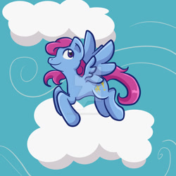 Size: 1024x1024 | Tagged: safe, artist:yoshimarsart, imported from derpibooru, oc, oc only, oc:clatter keys, pegasus, pony, cloud, female, mare, solo, watermark