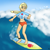 Size: 1280x1280 | Tagged: safe, artist:mkogwheel, imported from derpibooru, applejack, equestria girls, barefoot, belly button, clothes, drawthread, equestria girls minis, feet, female, hatless, midriff, missing accessory, solo, surfboard, surfing, swimsuit