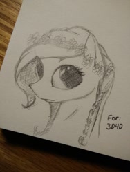 Size: 780x1040 | Tagged: safe, artist:lollipony, imported from derpibooru, gloriosa daisy, pony, bust, equestria girls ponified, female, mare, monochrome, ponified, portrait, sketch, solo, traditional art