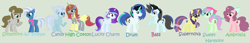 Size: 3759x640 | Tagged: safe, artist:flindsey09, imported from derpibooru, oc, oc only, oc:air stream, oc:ambrosia, oc:bass, oc:candy, oc:drum, oc:high cotton, oc:lucky charm, oc:supernova, oc:sweet harmony, oc:symphony, magical lesbian spawn, offspring, parent:bon bon, parent:comet tail, parent:frederic horseshoepin, parent:lyra heartstrings, parent:moondancer, parent:neon lights, parent:night glider, parent:octavia melody, parent:party favor, parent:sassy saddles, parent:starlight glimmer, parent:sugar belle, parent:trixie, parent:trouble shoes, parent:troubleshoes, parent:vinyl scratch, parents:cometdancer, parents:fredtavia, parents:lyrabon, parents:partyglider, parents:sassyshoes, parents:startrix, parents:vinylights