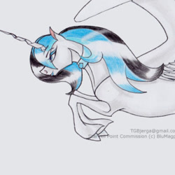 Size: 300x300 | Tagged: safe, artist:bludraconoid, imported from derpibooru, oc, oc only, alicorn, pony, alicorn oc, choker, female, mare, simple background, solo, traditional art, unshorn fetlocks