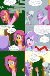 Size: 1600x2400 | Tagged: safe, artist:jake heritagu, imported from derpibooru, diamond tiara, scootaloo, silver spoon, pony, comic:ask motherly scootaloo, ask, blushing, comic, hairpin, motherly scootaloo, present, puzzled, snow, sweatshirt