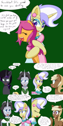 Size: 1600x3200 | Tagged: safe, artist:jake heritagu, imported from derpibooru, derpy hooves, jet set, scootaloo, upper crust, oc, oc:sandy hooves, oc:warden, pony, comic:ask motherly scootaloo, clothes, comic, hug, motherly scootaloo, sweatshirt