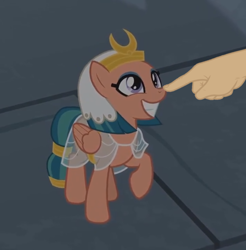 Size: 1062x1080 | Tagged: safe, edit, edited screencap, imported from derpibooru, screencap, somnambula, human, pegasus, pony, daring done?, boop, boop edit, cropped, cute, female, grin, hand, looking up, mare, meme, raised hoof, smiling, somnambetes, squee